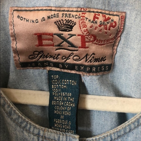 Vintage Express denim dress with floral skirt - M - Picture 3 of 3